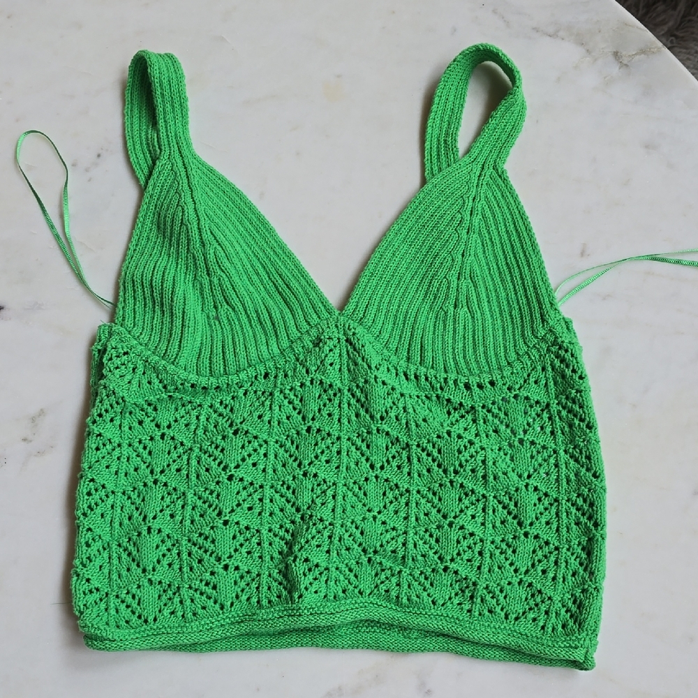 Zara Crochet Crop Tank Sweater Size Small